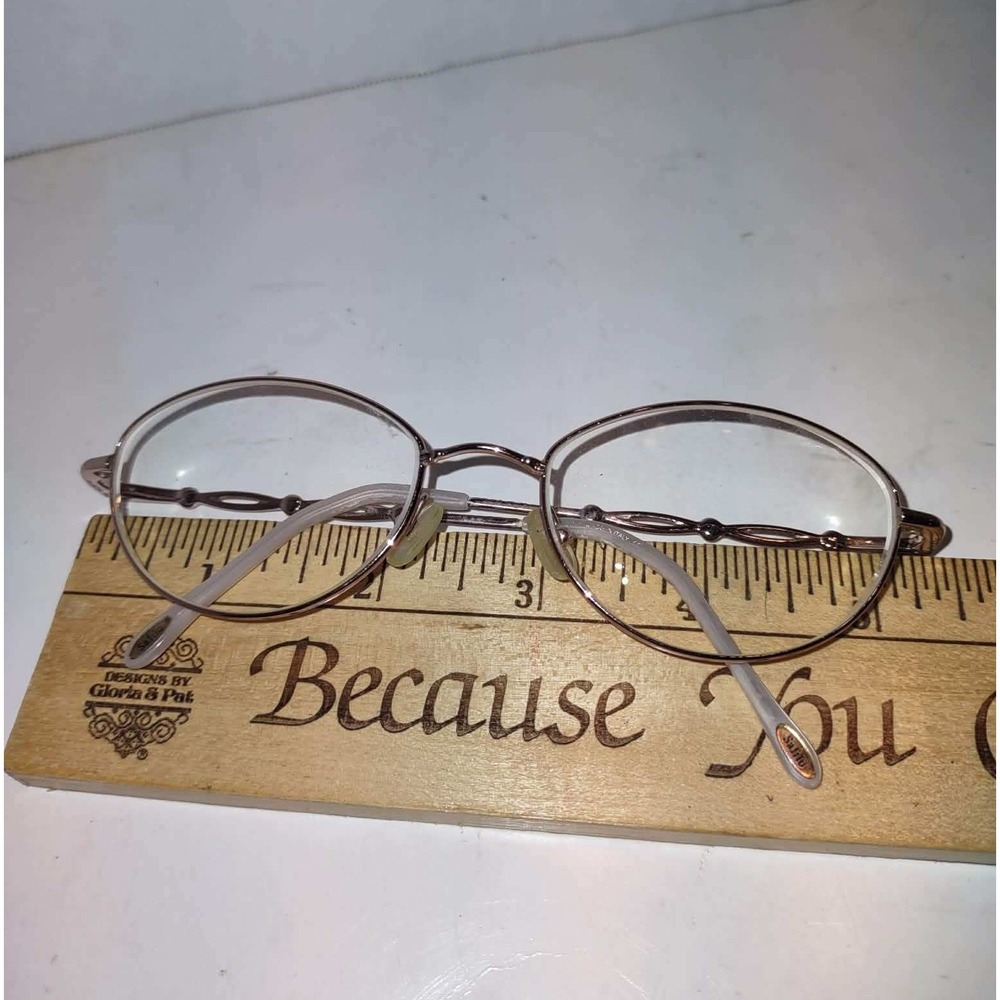 Safilo Vintage Rose Gold Metal Oval Eyeglasses Frames Italy 90s Retro Office - Picture 2 of 7